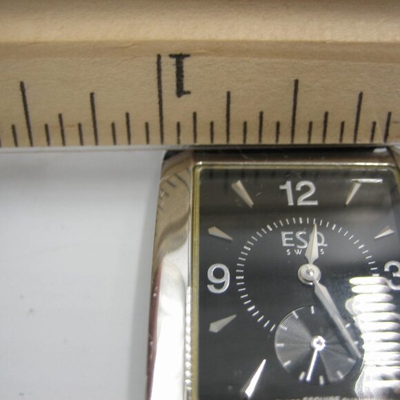 Men's ESQ Swiss Quartz Watch with Black Leather Band Stainless Steel NEW READ - Picture 12 of 14